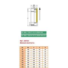Élément Droit 0,5m - Conduit Inox Double Paroi Isolé Ø 200mm