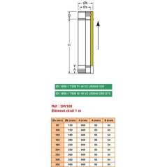 Élément Droit 1m - Conduit Inox Double Paroi Isolé Ø 100mm