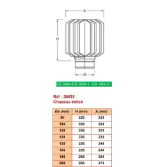 Finition Anti-Vent Rotatif - Inox Simple Paroi Ø 80mm