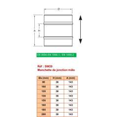 Manchon M-M - Inox Simple Paroi Ø 100mm