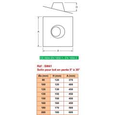 Solin avec Bavette Plomb 5 à 30° - Inox Simple Paroi Ø 100mm