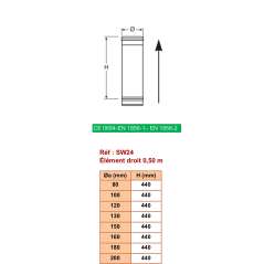 Élément Droit 0,5m - Conduit Inox Simple Paroi Ø 180mm