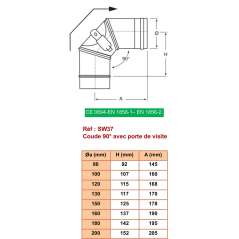 Coude 90° avec Trappe de Visite - Conduit Inox Simple Paroi Ø 200mm