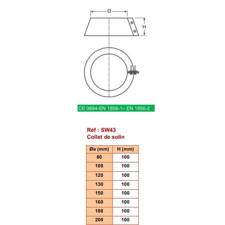 Collet Anti-Intempéries - Conduit Inox Simple Paroi Ø 200mm