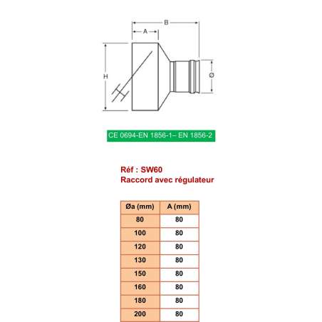Modérateur de Tirage - Conduit Inox Simple Paroi Ø 200mm