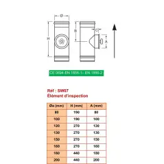 Élément d'Inspection Porte Ronde - Conduit Inox Simple Paroi Ø 250mm