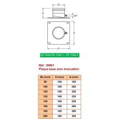 Plaque de Départ avec Purge Horizontale - Conduit Inox Simple Paroi Ø 250mm