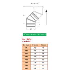 Coude 45° - Conduit Inox Simple Paroi Ø 300mm