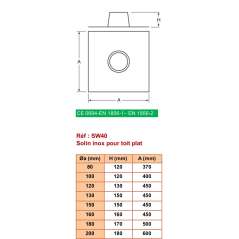 Solin pour Toit Plat ou Incliné Inférieur à 5° - Conduit Inox Simple Paroi Ø 300mm