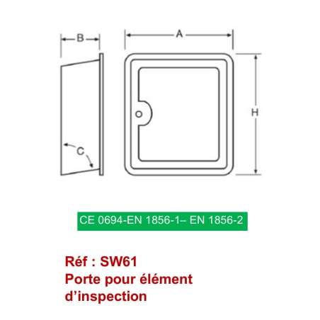 Porte pour Élément d'Inspection - Conduit Inox Simple Paroi Ø 300mm