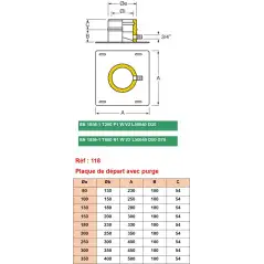 Plaque de Départ avec Purge Horizontale - Conduit Inox Double Paroi Isolé Ø 80mm