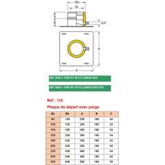 Plaque de Départ Horizontale avec Purge - Conduit Isolé Ø 100mm