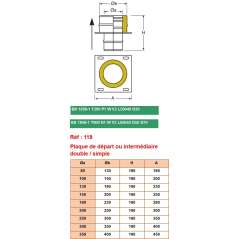 Plaque de Départ ou Intermédiaire Simple / Double Paroi - Conduit Inox Double Paroi Isolé Ø 150mm