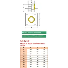 Plaque de Départ Intermédiaire Double / Double Paroi - Conduit Inox Double Paroi Isolé Ø 150mm