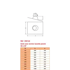 Solin avec Bavette Plomb 30 à 45° - Conduit Inox Double Paroi Isolé Ø 150mm