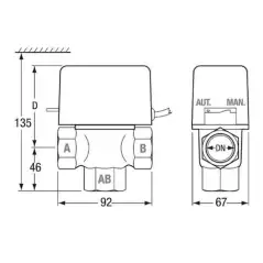 Vanne de Zone Solaire Motorisée 2 Voies MUT - 230V G1/2" (15x21mm)