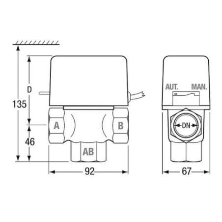 Vanne de Zone Solaire Motorisée 2 Voies 1/2" (MUT)