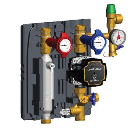 Module Hydraulique Solaire Grand Débit avec Circulateur Grundfos (4-36 L/min)