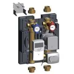 Module hydraulique de radiateur pré-monté et pré-câblé avec régulateur Clima et isolation noire.
