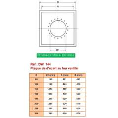 Plaque d'Écart au Feu Ventilée - Conduit Inox Double Paroi Isolé Ø 200mm