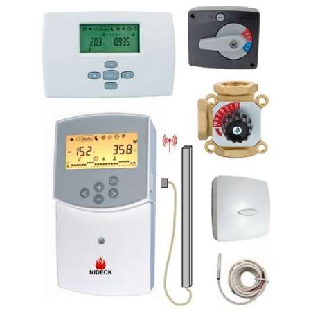 Kit de mélange vanne 3 voies 1''F régulateur Clima et thermostat d'ambiance radio