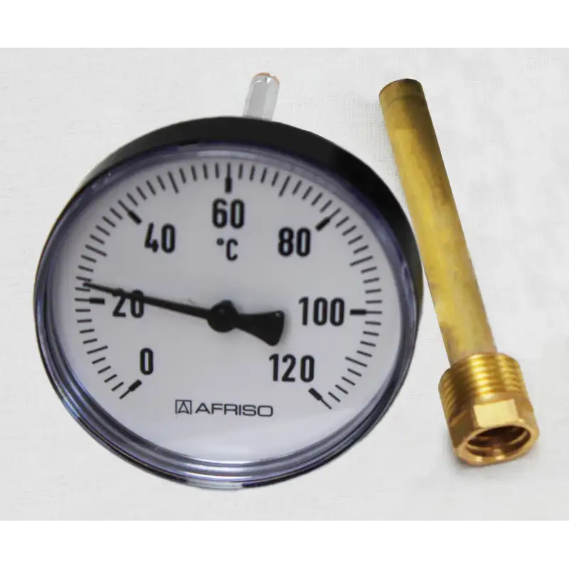 Thermomètre Ø100mm avec Doigt de Gant (Sonde 100mm) Thermomètre Ø100mm avec Doigt de Gant (Sonde 100mm)