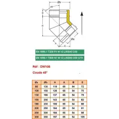 Coude 45° - Conduit Inox Double Paroi Isolé Ø 180mm