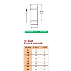Élément Ajustable - Inox Simple Paroi Ø 130mm