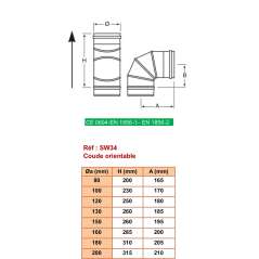 Coude Réglable 0° à 90° - Inox Simple Paroi Ø 130mm