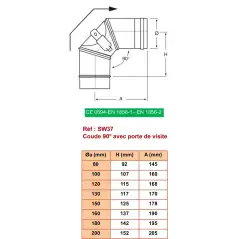 Coude 90° avec Trappe de Visite - Inox Simple Paroi Ø 130mm