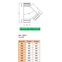 Té 135° - Inox Simple Paroi Ø 130mm