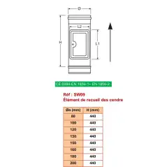 Élément de Recueil de Cendres - Inox Simple Paroi Ø 130mm