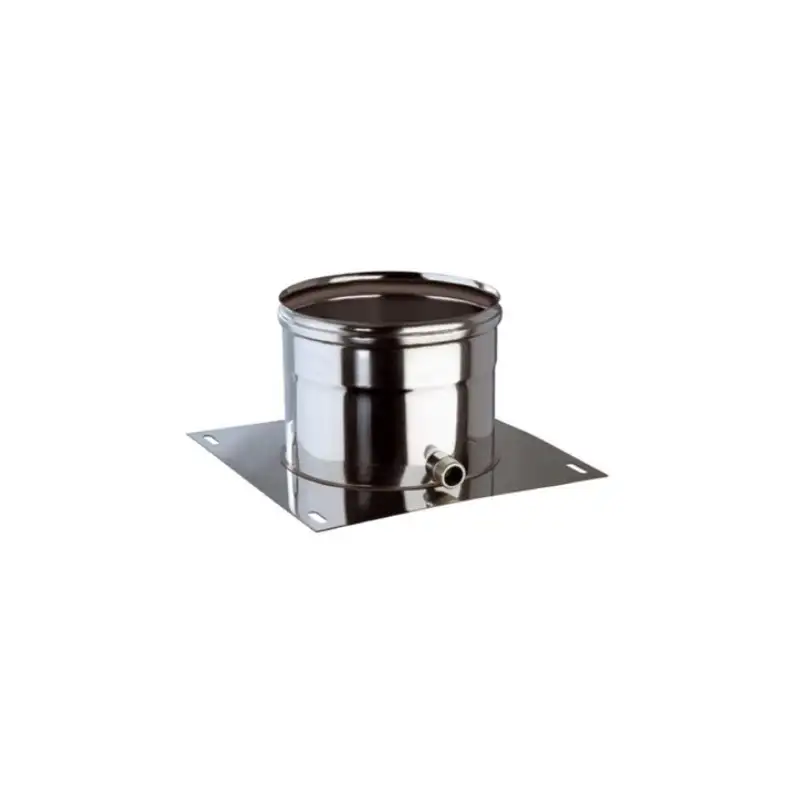 Plaque de Départ avec Purge Horizontale - Inox Simple Paroi Ø 130mm Plaque de Départ avec Purge Horizontale - Inox Simple Paroi Ø 130mm