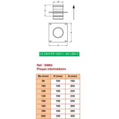 Plaque de Départ ou Intermédiaire - Inox Simple Paroi Ø 130mm