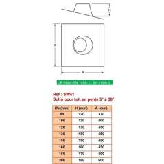 Solin avec Bavette Plomb 5 à 30° - Inox Simple Paroi Ø 130mm