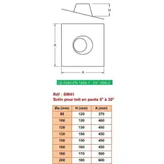 Solin avec Bavette Plomb 5 à 30° - Inox Simple Paroi Ø 130mm