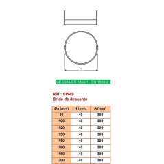 Bride de Descente Renforcée Galva - Inox Simple Paroi Ø 130mm
