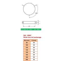 Bride de Haubanage - Inox Simple Paroi Ø 130mm
