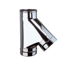 Té 135 degrés inox 316L simple paroi diamètre 150mm pour raccordement de cheminée.