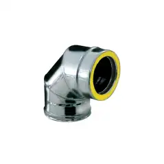 Coude 90 degrés conduit inox double paroi isolé Ø 200mm pour cheminée.