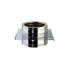 Plaque de départ intermédiaire inox 316L double paroi isolé Ø 250mm pour conduit de fumée.