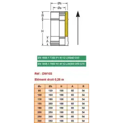 Élément Droit 0,25m - Conduit Inox Double Paroi Isolé Ø 300mm