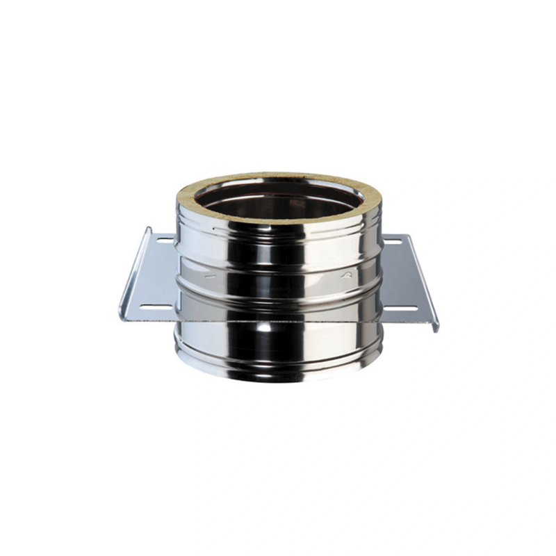 Plaque de départ intermédiaire inox 316L double paroi isolé Ø 300mm pour conduit de fumée.