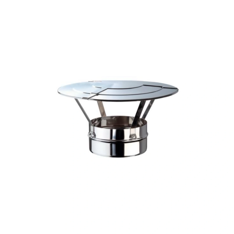 Chapeau pare-pluie inox 316L double paroi isolé Ø 300mm pour sortie de toit.