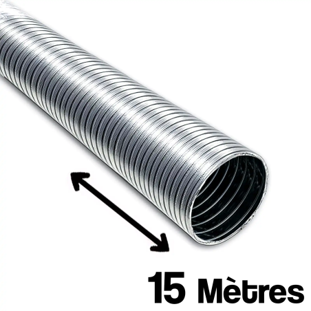 Couronne de 15 mètres de tubage flexible inox 316L double peau Ø 300mm pour cheminée.