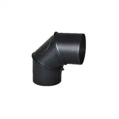 Coude 90 degrés avec trappe de visite noir en acier 2mm diamètre 150mm pour raccordement chaudière.