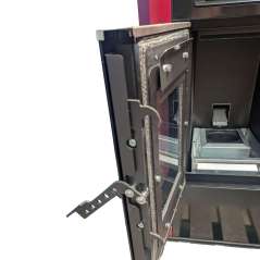 Joint d'étanchéité thermique et poignée de verrouillage de la porte du foyer.