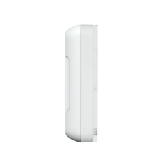 Vue de profil du thermostat digital filaire blanc affichant une épaisseur de 17mm.