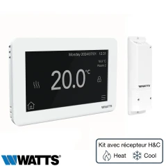 Kit smart thermostat connecté WiFi Watts BTK-ST03 RF blanc avec récepteur radio réversible Heat and Cool.