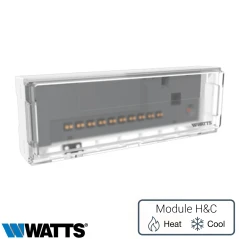 Boîte de connexion sans fil 10 zones Watts WFC-03 HC RF 24V avec couvercle transparent.